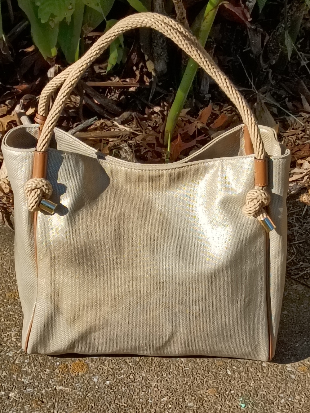 Michael Kors Isla Shimmering Gold Tote with Rope Handles